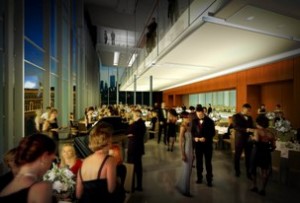 Our schmoozing zone, outside the concert hall 