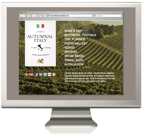 Autumnal Italy microsite on a desktop monitor
