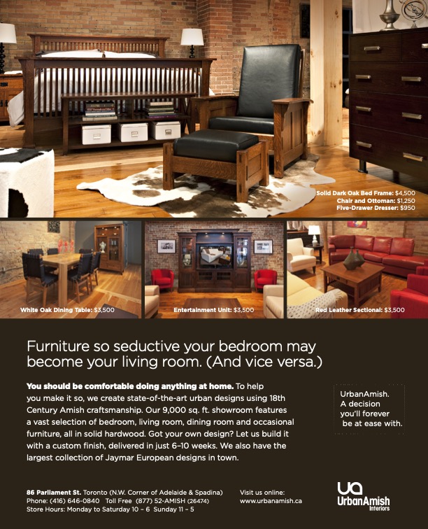 Urban Amish print ad: handcrafted furniture in a modern living space (3)