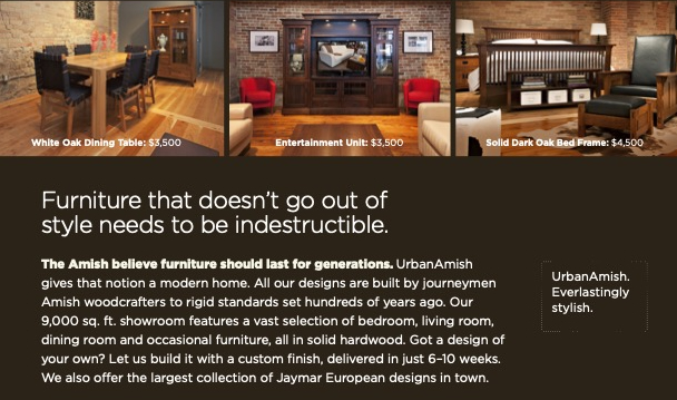 Urban Amish print ad copy detail