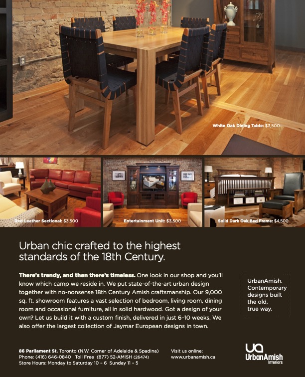 Urban Amish print ad: handcrafted furniture in a modern living space (4)